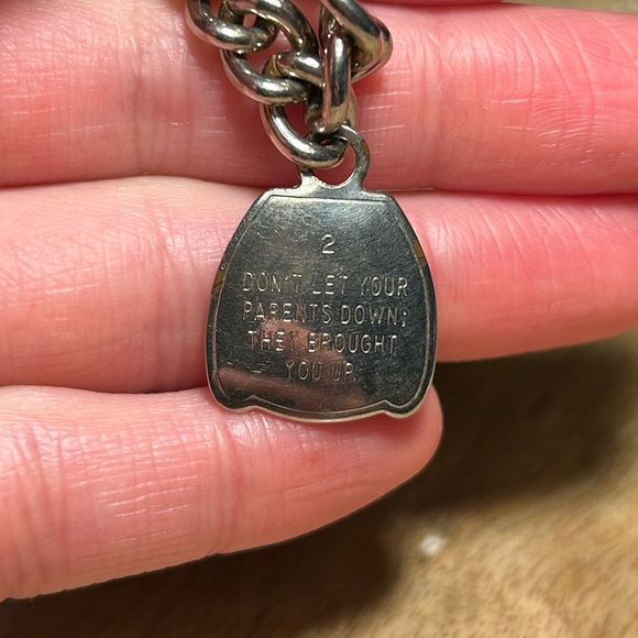 Vintage Funny 10 Commandments Charm Silver Tone Bracelet 50's Jewelry - Picture 9 of 15